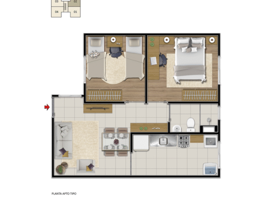 Foto de Total Ville Ipês – Apartamento dois quartos